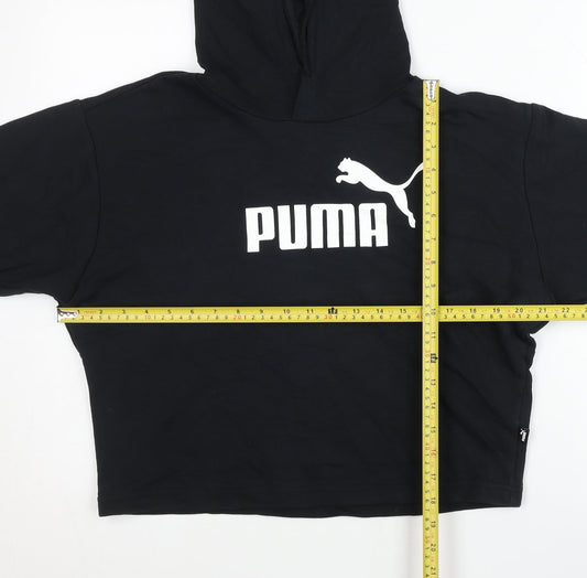 Puma Womens Black Small Pullover Hoodie Sweatshirt Logo Sportswear