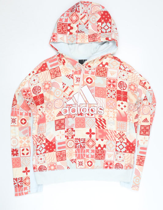 Adidas Womens Multicoloured Hoodie Size 10 Pullover Festival Logo