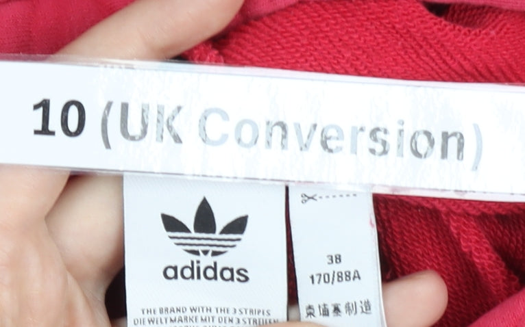 Adidas Women’s Red Floral Hoodie Sweatshirt UK 10 Pullover Cotton Blend