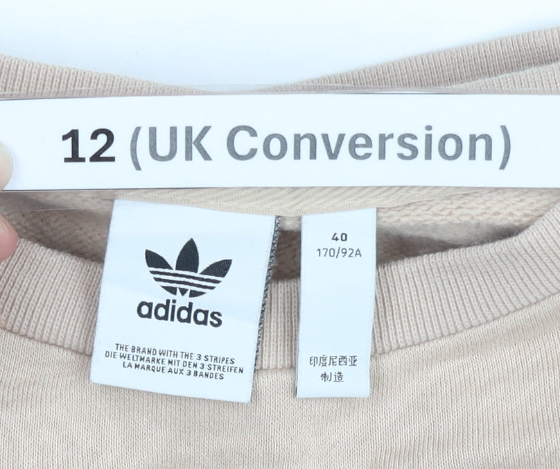 Adidas Womens Beige Crew Neck Short Sleeve Sweatshirt Size 12