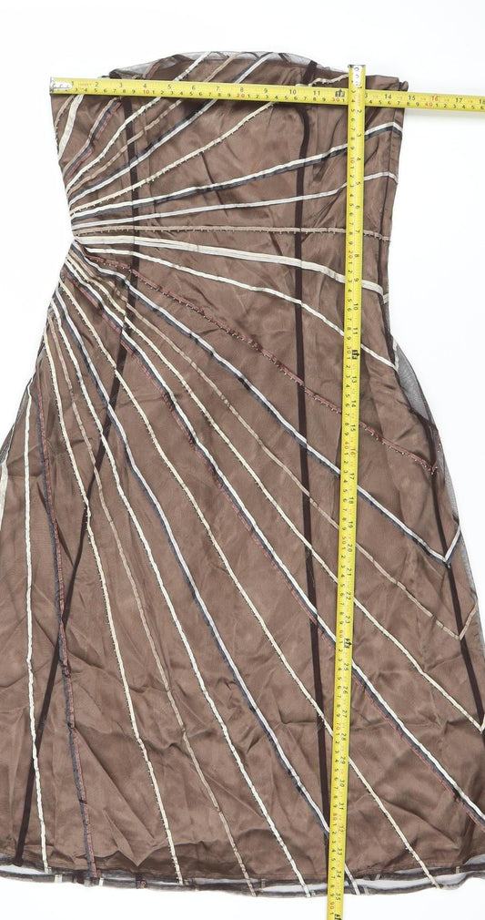 Coast Women Brown Strapless Knee Length Party Dress Size 10