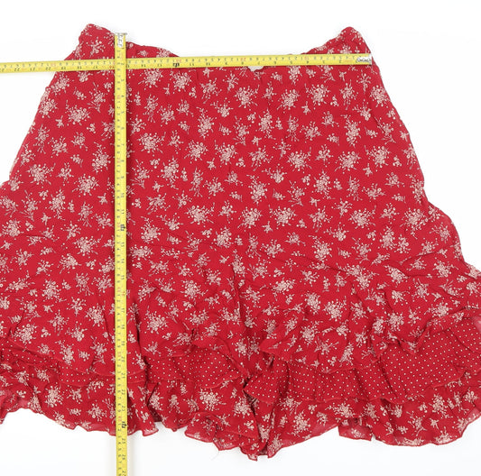 Marks and Spencer Women Red Floral A-Line Skirt Size 20