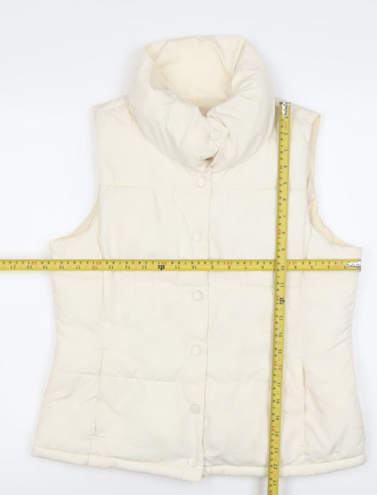 Forever 21 Women's Ivory Puffer Waistcoat Gilet M Sleeveless Casual