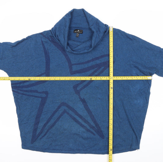 Womens UK Size L Marble Blue Pullover Jumper