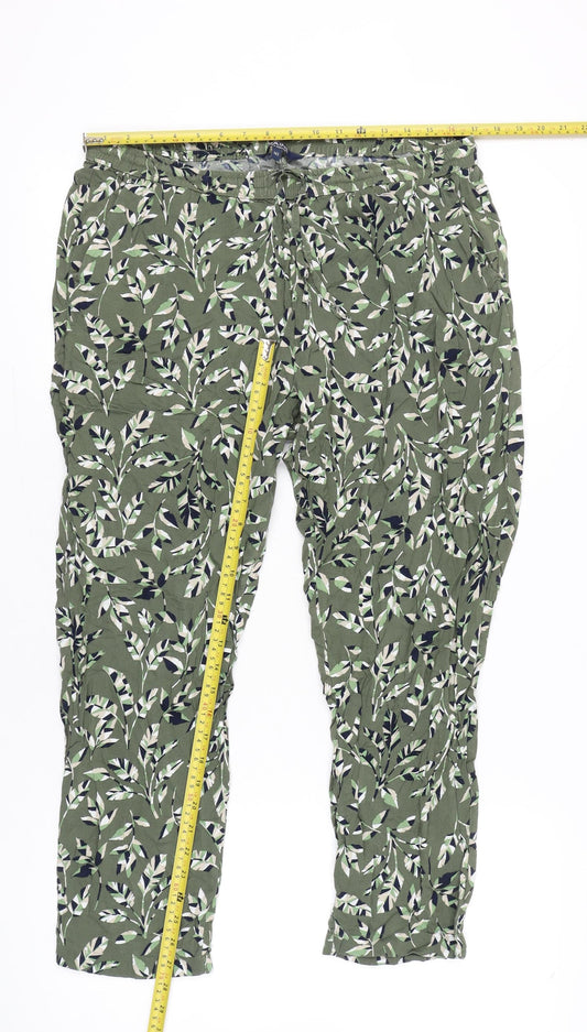 Maine New England Women’s Green Floral Relaxed Trousers Size 16S