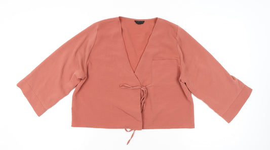 Womens UK Size 10 Topshop Pink Wrap Blouse