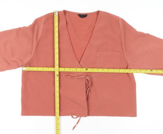 Womens UK Size 10 Topshop Pink Wrap Blouse
