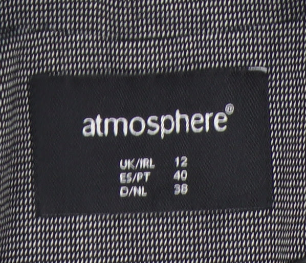 Brand and care label for Atmosphere Women Grey, size 12, Shawl Lapel 3/4 Sleeve Blazer Jacket