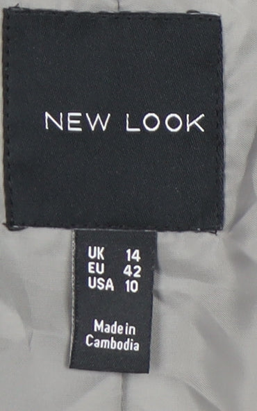 New Look Women’s Grey Blazer Size 14 Single-Breasted Work Jacket