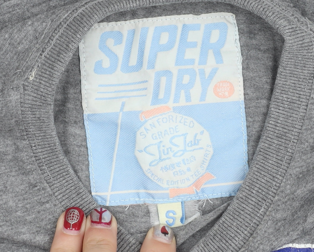 Superdry Mens Grey Graphic Print Retro Crew Neck T-Shirt Size S