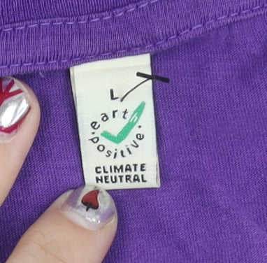 Womens UK Size L Earth Positive Purple Basic T-Shirt