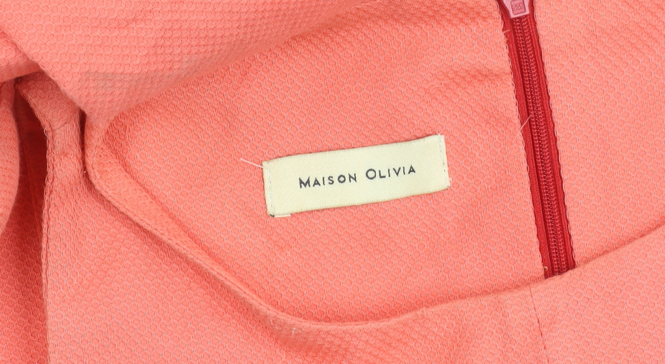Maison Olivia Women’s Orange Cotton A-Line Sleeveless Dress Size 12