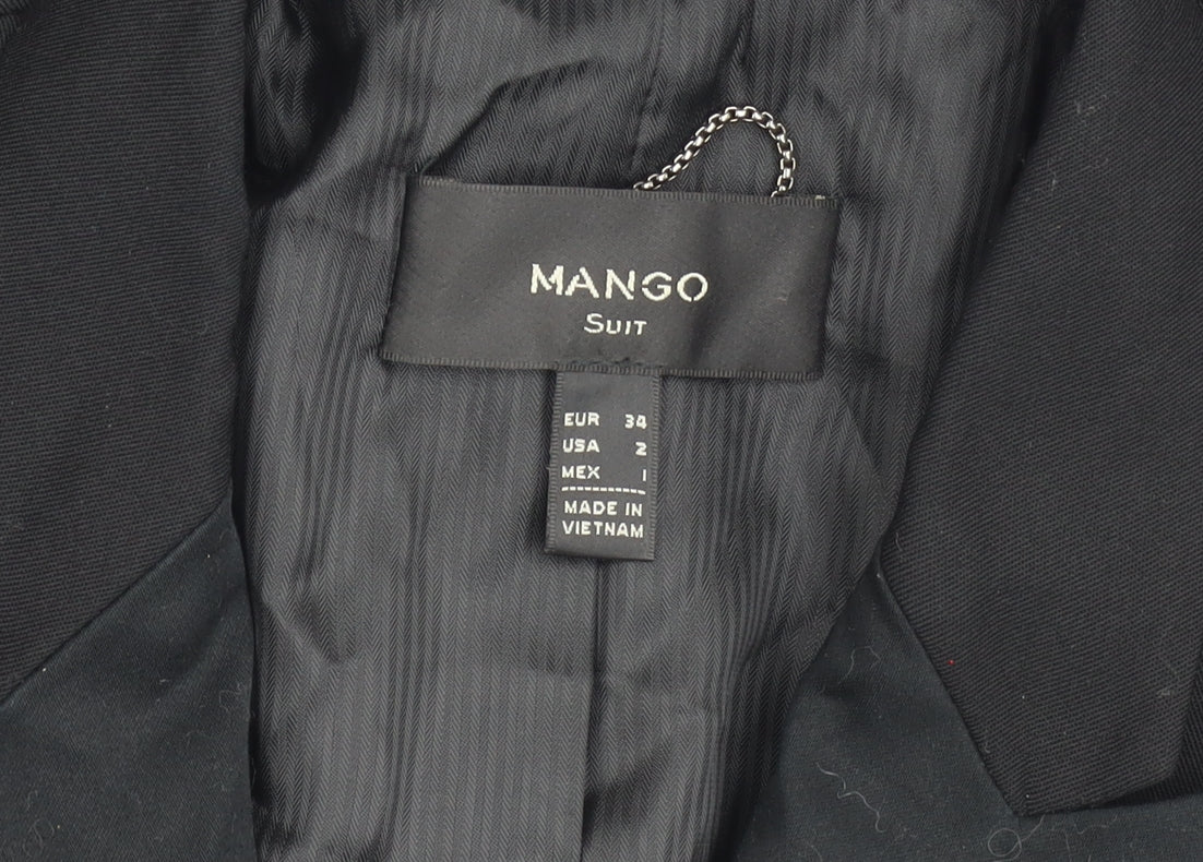Mango Womens Black Slim Fit Suit Jacket Blazer Size UK 6
