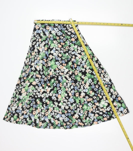 H&M Women’s Multicoloured Floral Midi A-Line Skirt Size 6