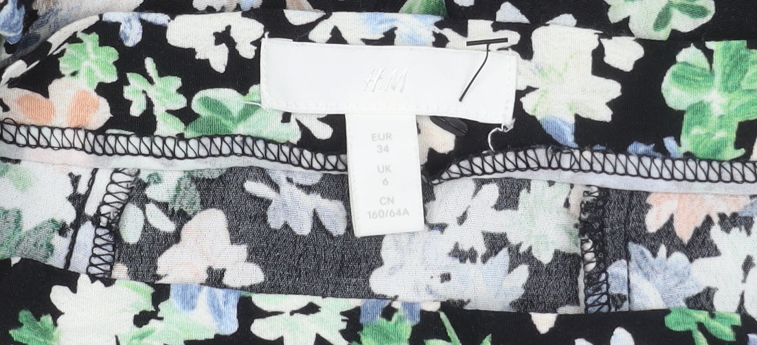 H&M Women’s Multicoloured Floral Midi A-Line Skirt Size 6