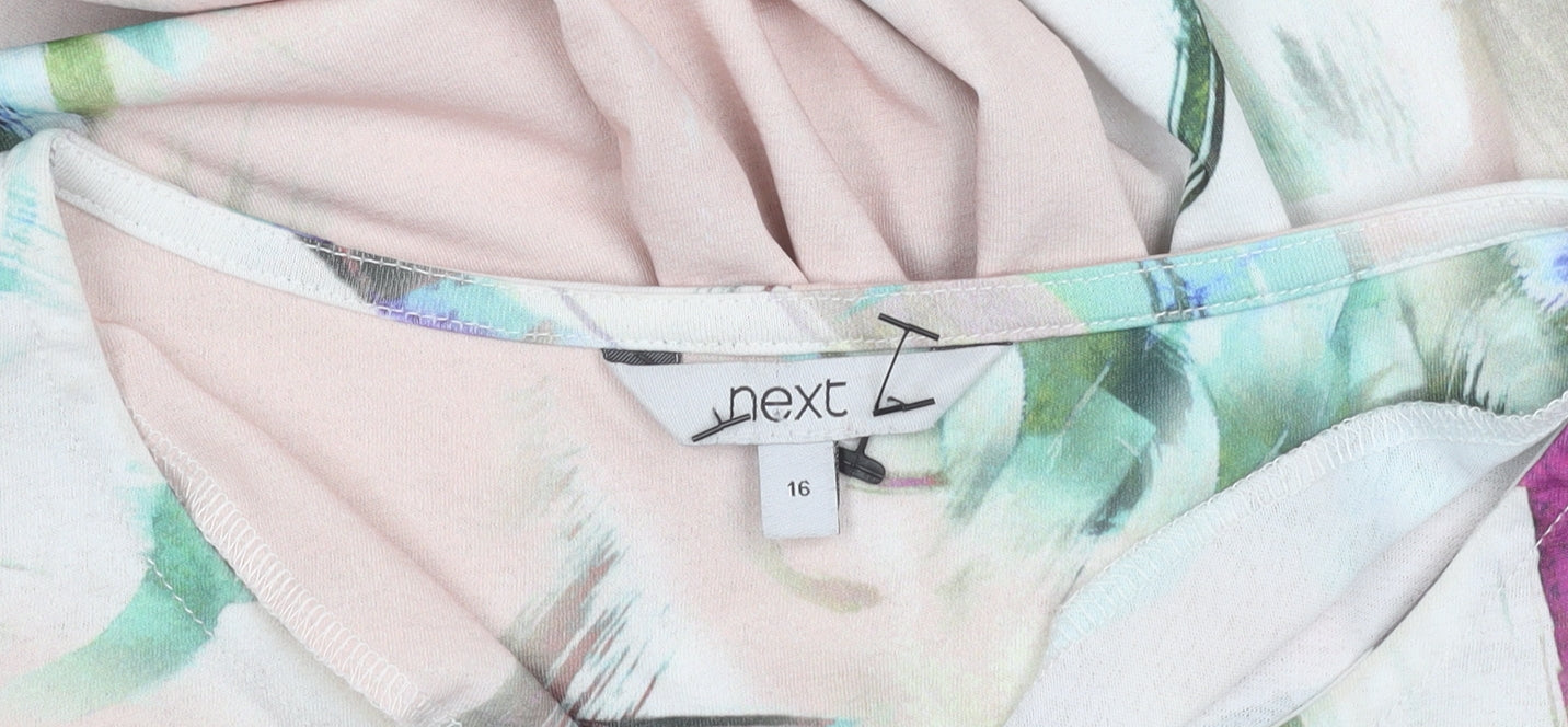 Next Women's Multicoloured Shift Dress Size 16 Short Sleeve