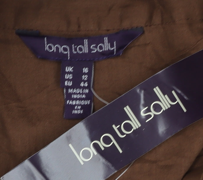 Long Tall Sally Women’s Brown Cotton A-Line Paisley Skirt Size 16