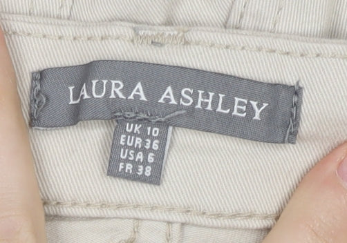 Laura Ashley Womens Beige Straight Jeans UK 10 Embroidered Trim