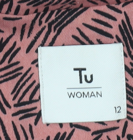 Tu Woman Pink Black Print Blazer Jacket Size 12 Regular Fit