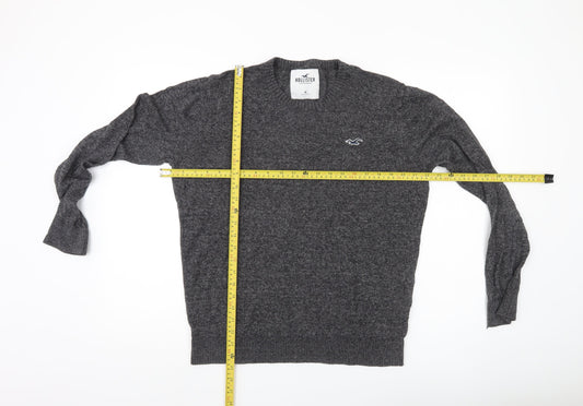 Hollister Mens Grey Knit Pullover Jumper Medium Crew Neck