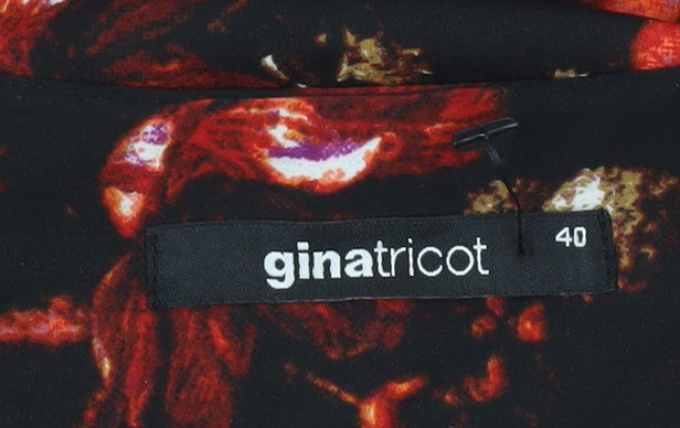 Gina Tricot Womens Black Floral Wrap Blouse Size 12 Long Sleeve