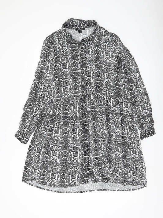 ESMARA Women’s Black Snake Print Shirt Dress Size 8 Long Sleeve