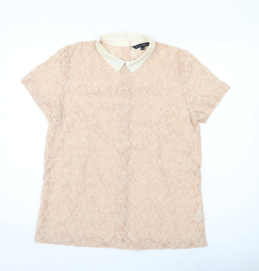 Womens UK Size 14 French Connection Beige Lace Blouse