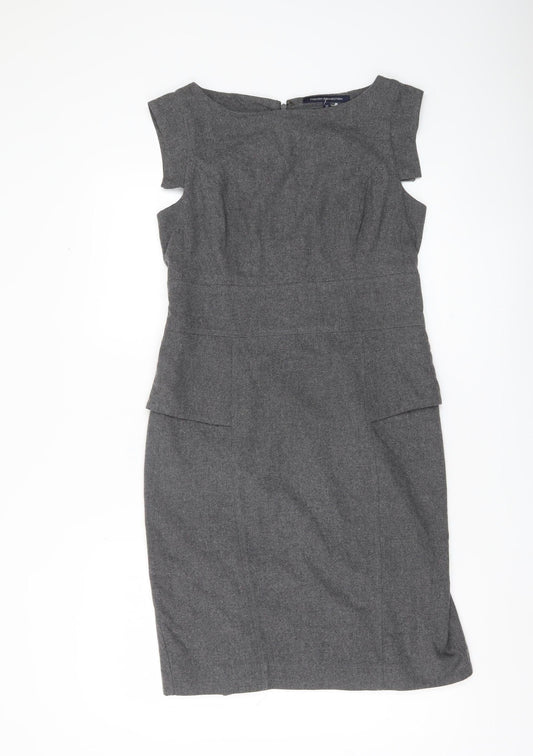Additional front view of French Connection Women’s Grey Wool Blend Sheath Dress, size UK 12
