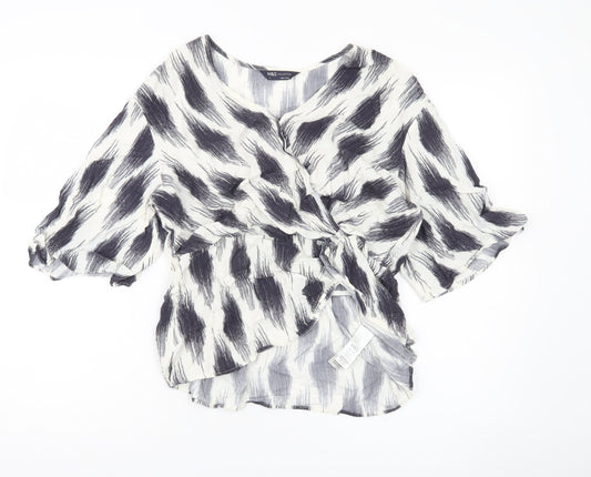 Womens UK Size 14 Marks and Spencer Multicoloured Wrap Blouse