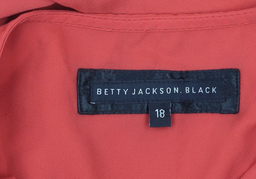 Betty Jackson Black Women’s Red Blouse Size 18 Tunic Long Sleeve