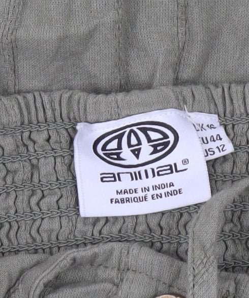 Animal Women’s Green Cotton Midi Sundress Size 14 Button Front