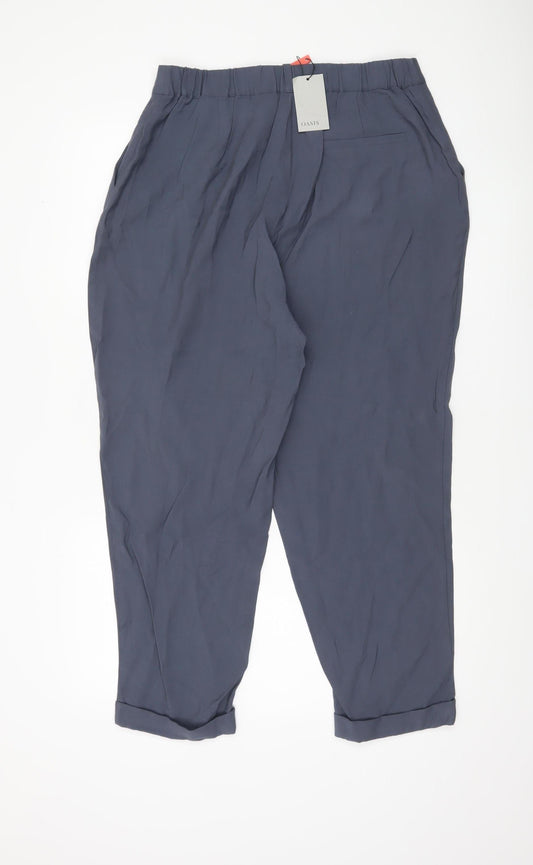 Womens UK Size 14 Oasis Regular Fit Cropped Blue Trousers