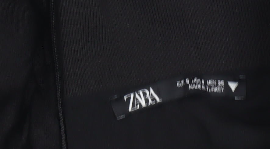 Womens UK Size S Zara Black Cropped Blouse