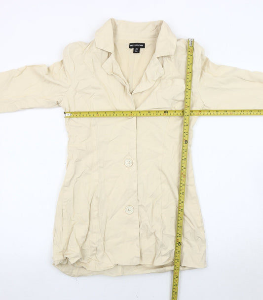 PrettyLittleThing Women’s Beige Jacket UK 8 Viscose Notch Lapel