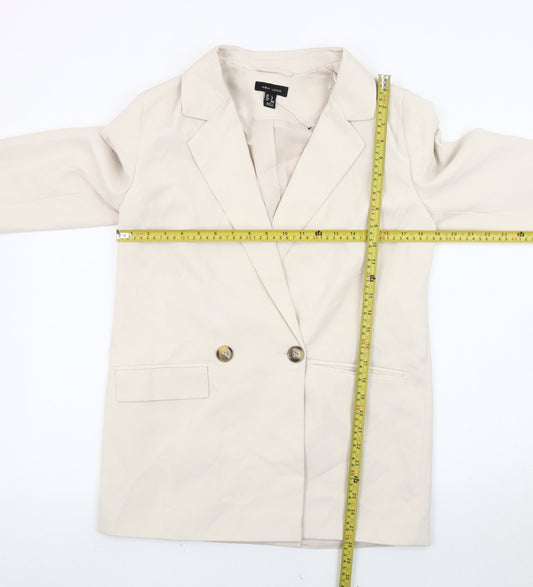 New Look Women Beige Size 8 Double-Breasted Blazer Jacket