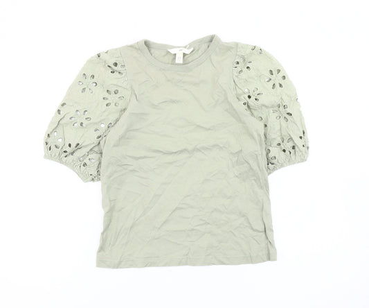 Womens UK Size XS H&M Green Tunic Blouse