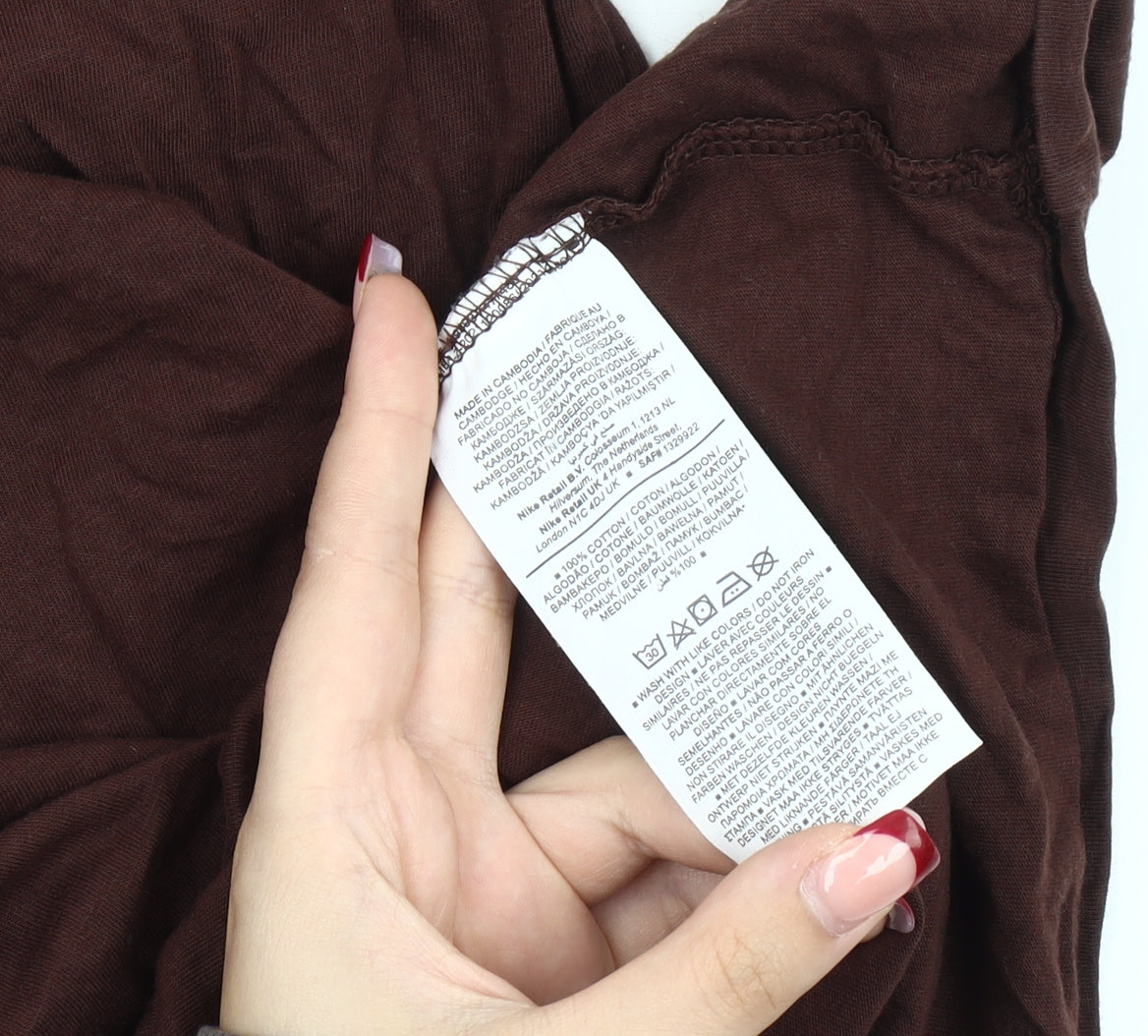 Nike Men’s Brown Crew Neck Cotton T-Shirt Size M Logo Tee