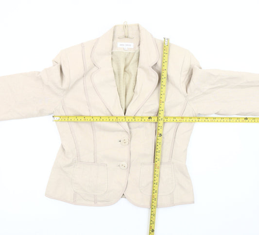 Marks and Spencer Women Beige Petite Blazer Jacket Size 12 Linen Blend