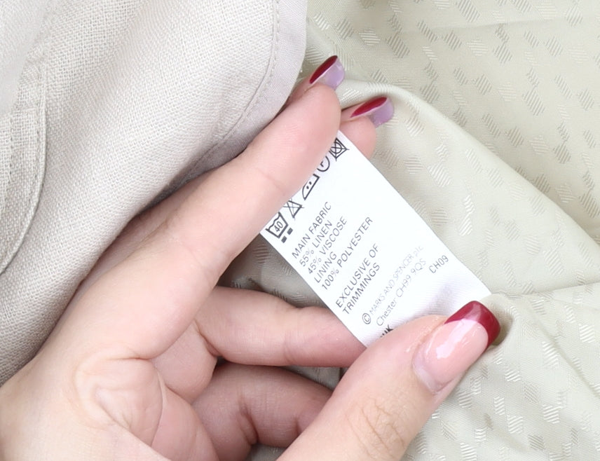 Marks and Spencer Women Beige Petite Blazer Jacket Size 12 Linen Blend