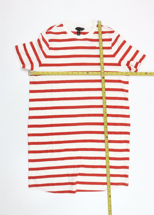 New Look Women’s Red White Striped Cotton T-Shirt Dress UK 12