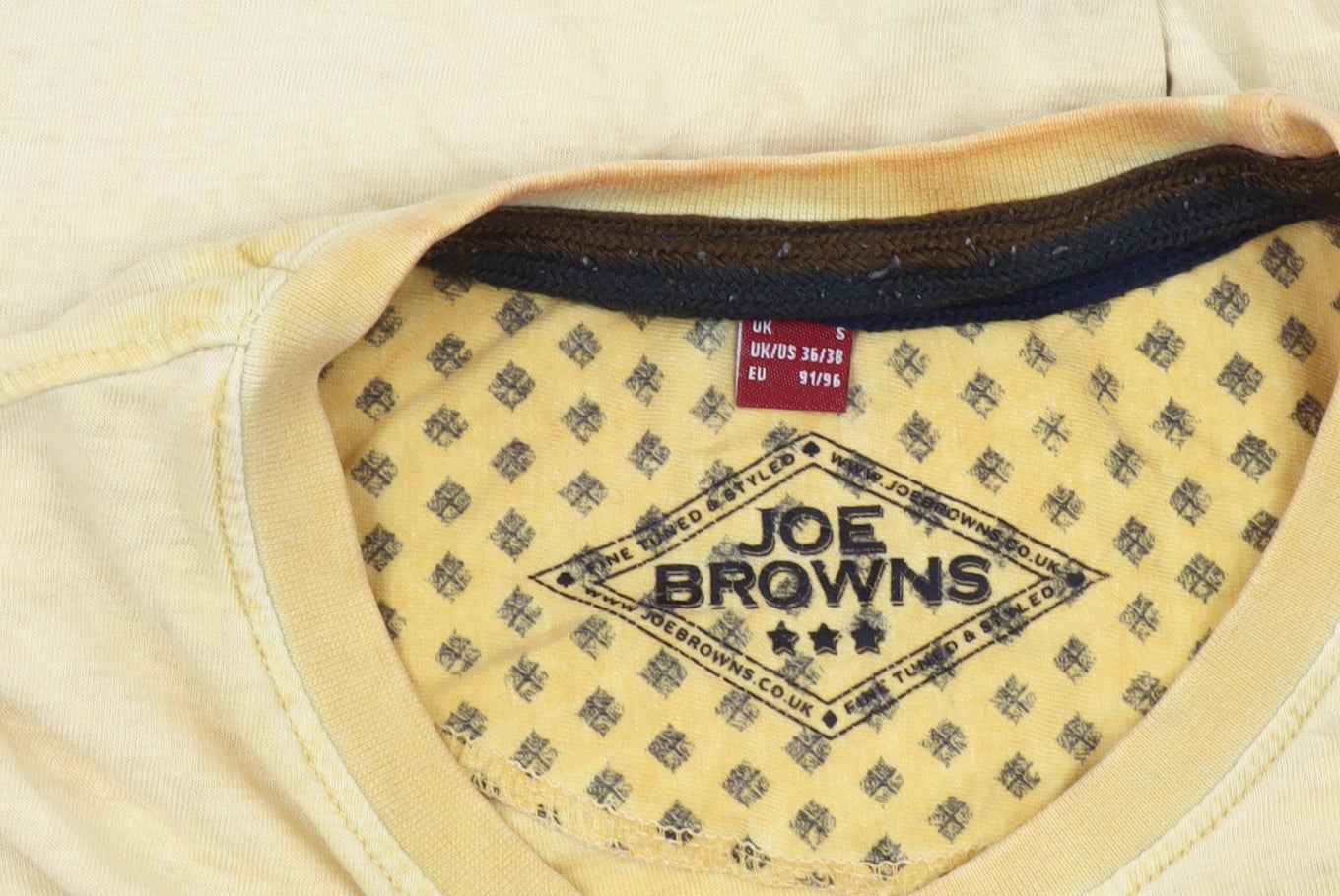 Mens UK Size S Joe Browns Yellow T-Shirt