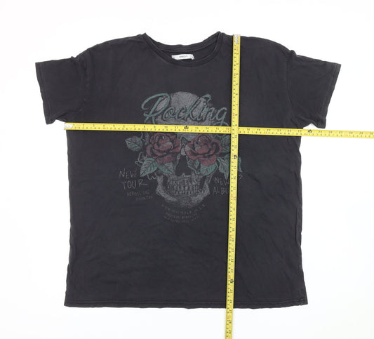 Womens UK Size 12 Mango Black Basic T-Shirt