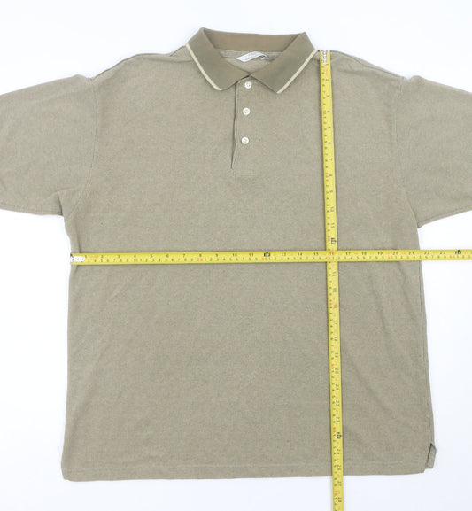 Marks & Spencer Men’s Beige Polo Shirt Medium St Michael Cotton Blend