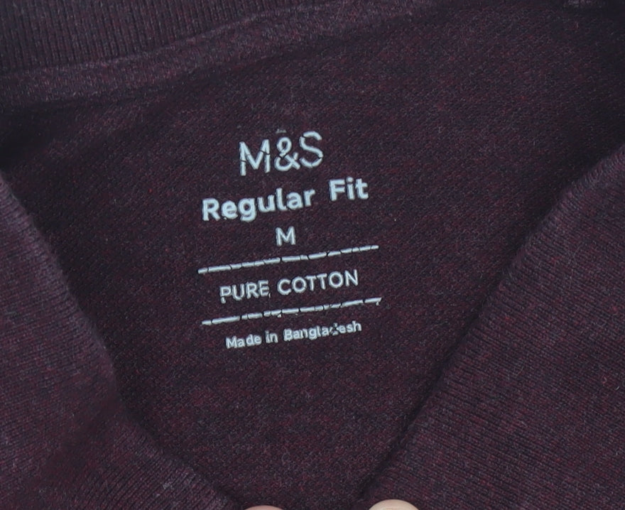 Marks and Spencer Men’s Red Polo Shirt M Regular Fit Cotton