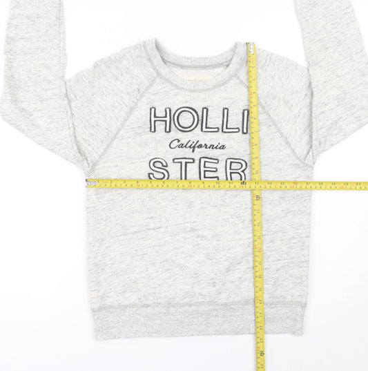 Hollister Womens Grey XS Pullover Sweatshirt Raglan Sleeve Logo