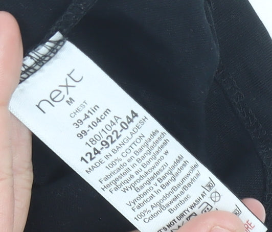 Next Men's Black Cotton Crew Neck Regular Fit T-Shirt Size M