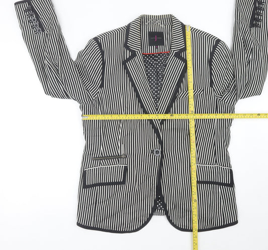 Jasper Conran Women Black Striped Blazer Jacket Size 18