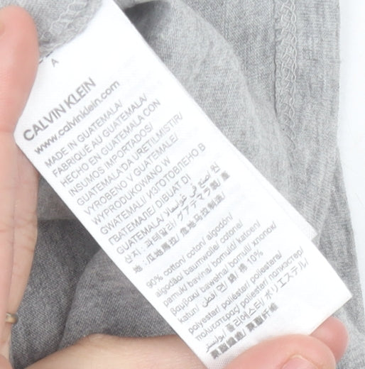 Calvin Klein Women Grey Short Sleeve Logo T-Shirt Size M