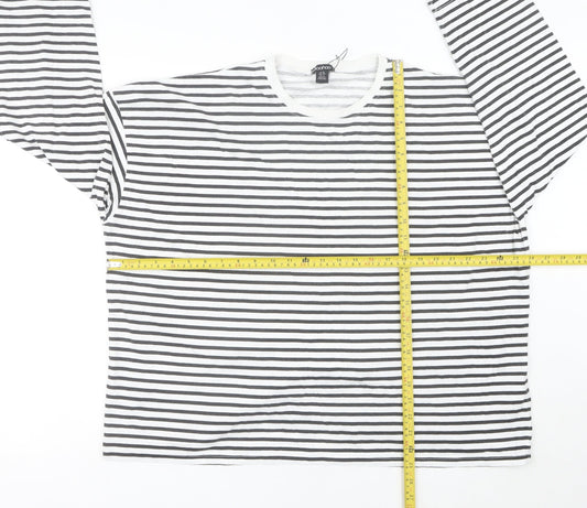 Boohoo Women’s Black White Striped Cotton Long Sleeve T-Shirt UK16