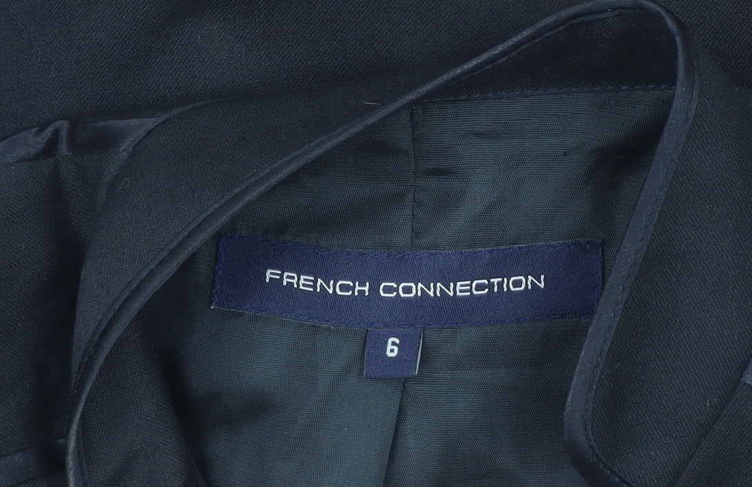 French Connection Women's Black Wool Blend Belted Blazer Size 6